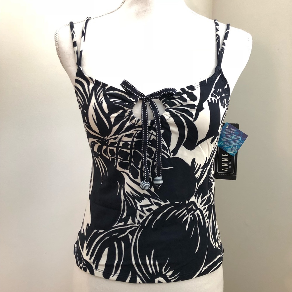 NWT Anne Cole Collection Navy/White tankini top 6